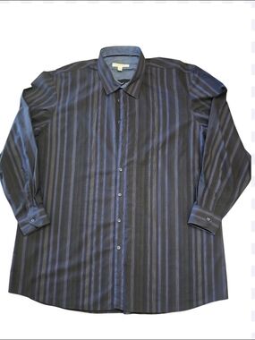 PRONTO UOMO Men's Black Shirt with Blue Stripe Detail Sz 3XLT
